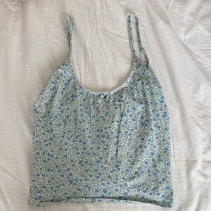 Floral Blue and White Women's Top